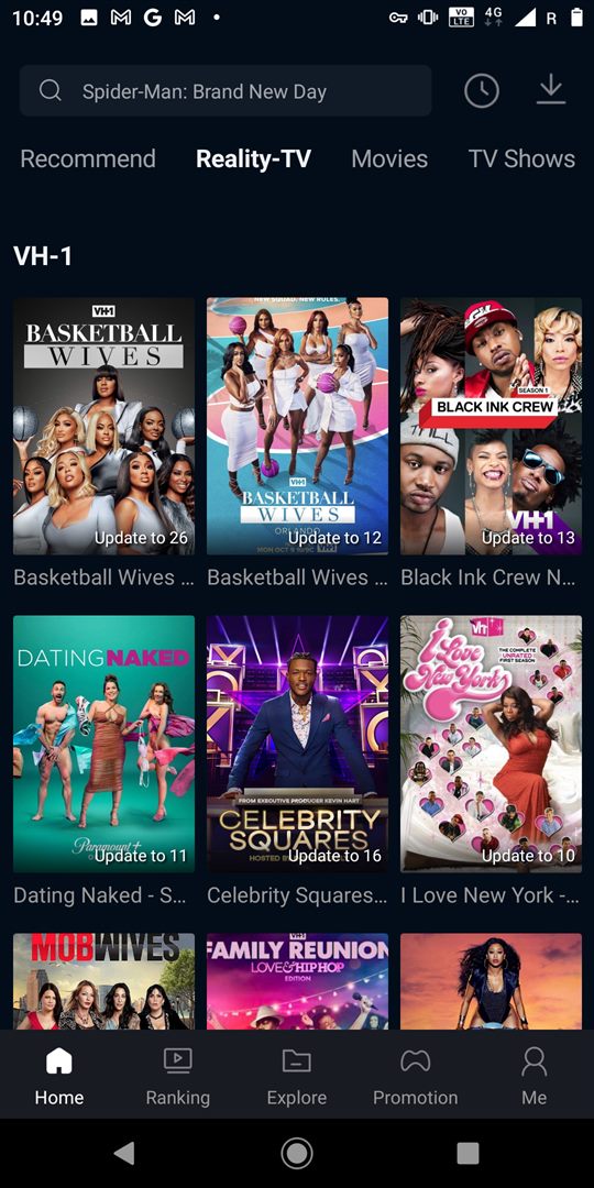 FreeCine live TV categories in FreeCine APK latest version